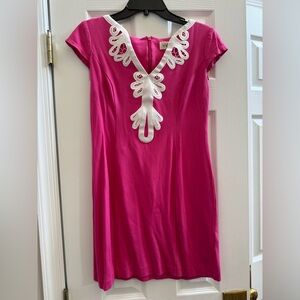 Eliza J Fuchsia Dress with Ivory Detailing